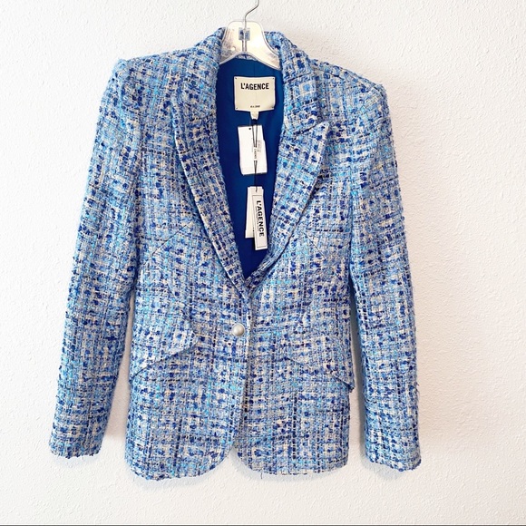 L'AGENCE Blue Tweed Blazer - Picture 2 of 13